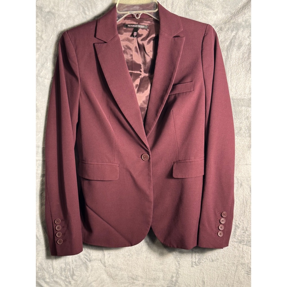 VICTORIA'S SECRET Blazer Jacket Burgundy‎ plum Womens Size 6 Single Button Lined